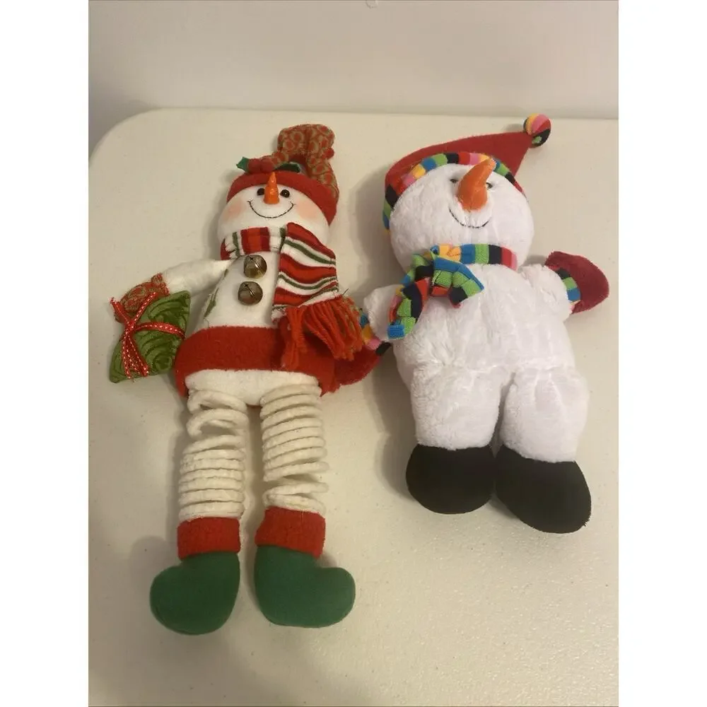 Christmas Tree Door Knob Hanger Snowman Plush Set Of 2 Holiday Home Winter Decor